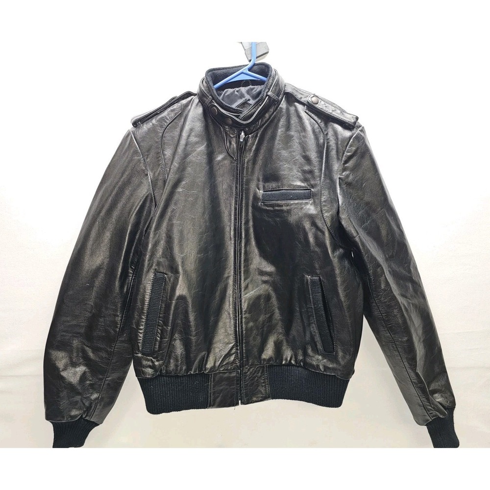 Geronimo Fine Leather Jacket Mens Size 38 M Motorcycle Bomber VTG 80s